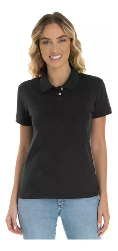 Camisa Gola Polo Piquet Feminina Blusa Básica Lisa Malha Pa