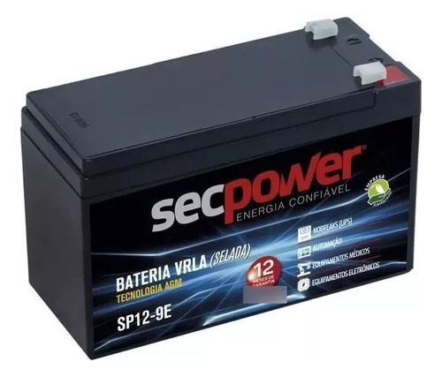 Bateria Selada 12v 9ah Secpower Sp 12-9e Alarme No-break