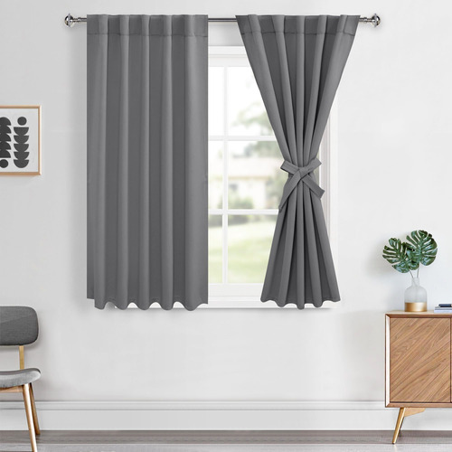 Hiasan Cortina Opaca Gris Para Ventana Pequeña, 42 X 45 PuLG