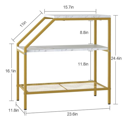 Wolawu Mesa Auxiliar 3 Niveles 2pcs Mesita De Noche De Mader