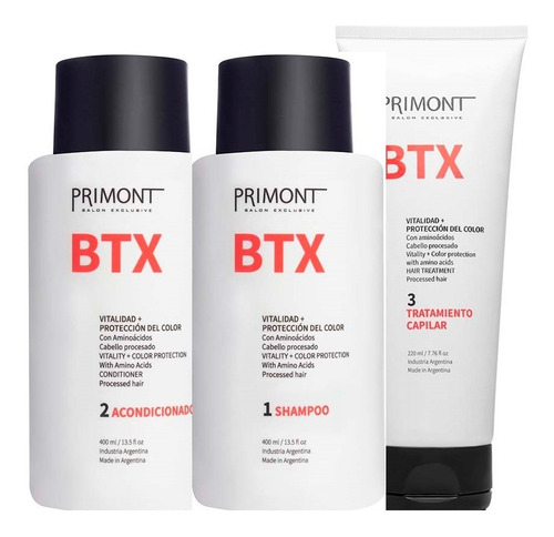 Primont Shampoo + Acondicionador + Tratamiento Capilar Btx