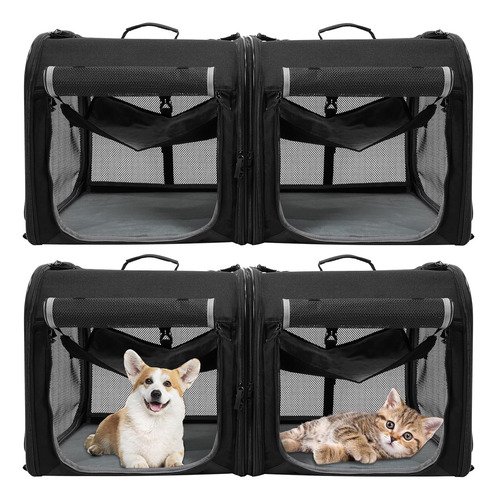 2 Set Large Carrier For 2 Cats Dog Carrier Portable 2 In 1 P