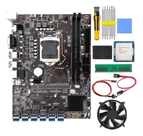 Placa Base Minera B250c Btc Con Cpu G3900+8g Ddr4 Ram+120g