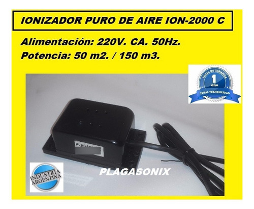Imagen 3 de 10 de Ionizador Puro De Aire Sin Ansioliticos Natural Ion-2000 C