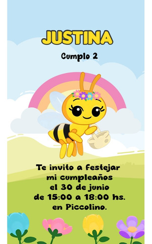 Invitación Digital Cumpleaños Abejita Chiquitita Plim Plim Amarillo
