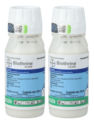 Imagen 1 de 6 de Mata Chinches Líquido Biothrine Flow Bayer 100 Ml (2 Pzs)