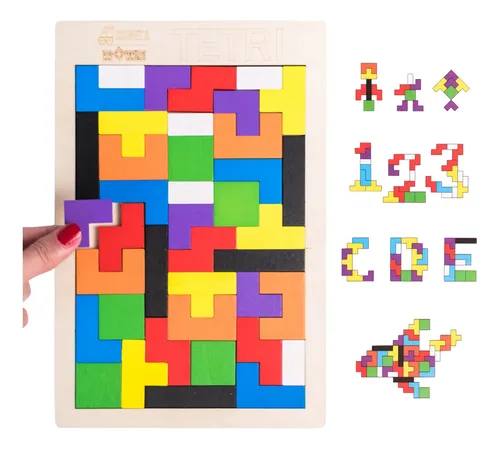 Juego Tetris De Madera Con Tarjetas – Bloques Geométricos Para Niños De 3 A 6 Años – Juguete Educativo Montessori – Regalo De Colores Para Estimular La Creatividad