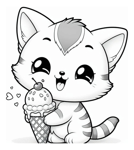 Libro Pdf Diseños Kawaii 50 Gatitos Para Colorear