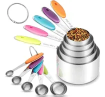 Comprar 10 Piezas Cucharas Medidoras Tazas Medidoras Acero Inoxidable 5 Tazas Medidoras + 5 Cucharas Medidoras Juegos De Cucharas Medidoras Silicona Antideslizante Utensilios De Cocina