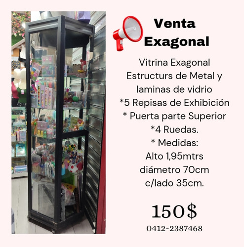 Vitrina Exagonal De Metal 