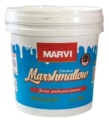 Balde Cobertura De Marshmellow Marvi Sabor Baunilha 2 Kilos