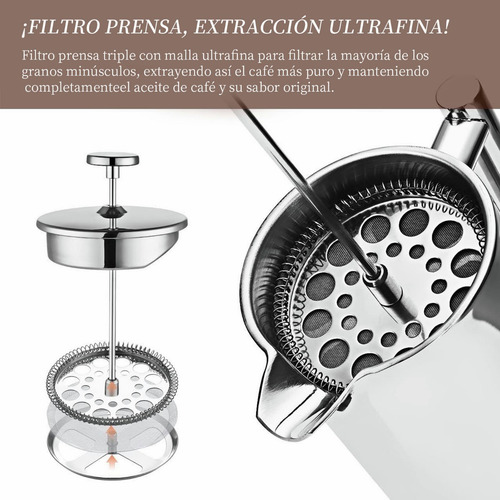 Imagen 5 de 7 de Cafetera Prensa Francesa 1.5l Acero Inoxidable Doble Pared