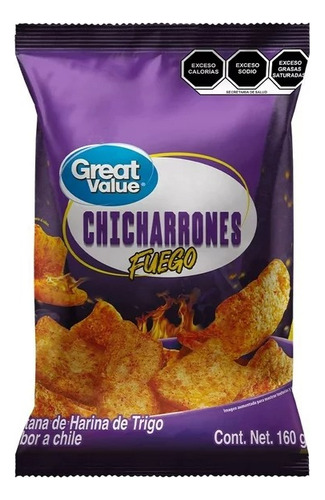 Snack Botana 5 Pzas Botana De Trigo Great Value Fuego 160 G