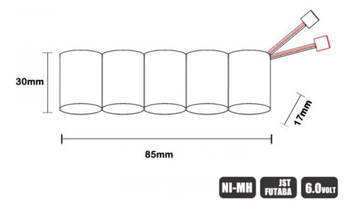 Bateria Compacta 05 Células 1200mah 6.0v Jst+futaba