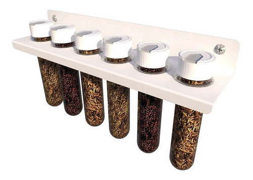 Suporte Porta Temperos Condimentos Cozinha 6 Potes Parede Cor Branco