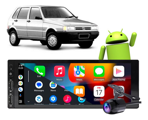 Kit Multimidia Android 6.8 Uno 90/94 Fiat Carplay Android
