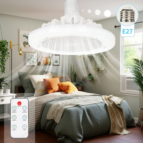 Ventilador Techo Lámpara Dimmable Led Luz 30w Control Remoto