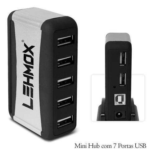 Hub Usb 2.0 C/ 7 Portas Extensoras C/ Fonte Bivolt