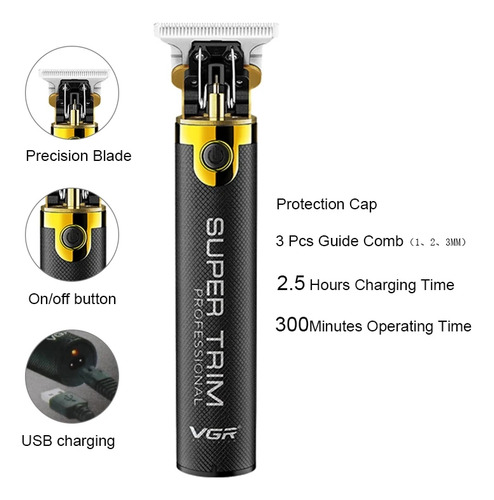 Máquina De Cortar Cabelo Vgr V082 Acabamento Profissional
