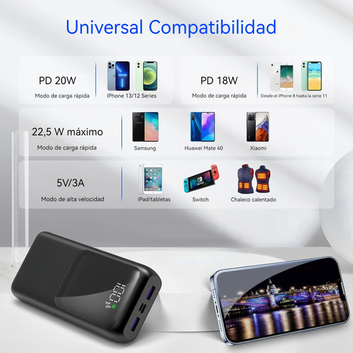 Power Bank 32000mah Bateria Portatil 22.5w Carga Rápida Bateria Externa Compatible Con Iphone Huawei Samsung Xiaomi Motorola