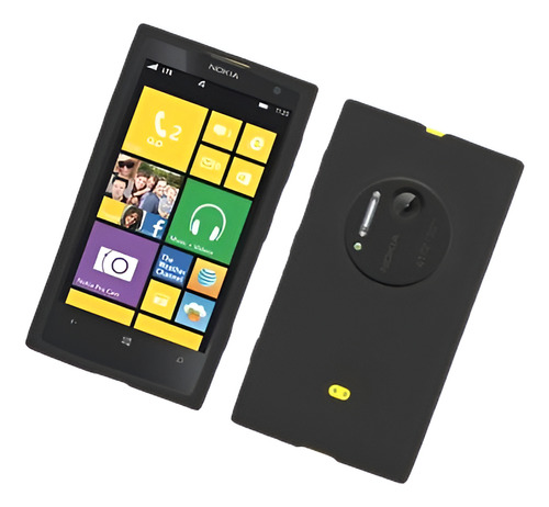 Goma Silicona Piel Gel Funda Para Nokia Lumia 1020 Negro