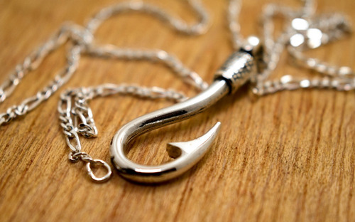 Imagen 4 de 6 de Dije De Plata Anzuelo Con Cadena