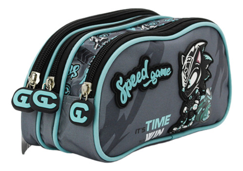 Lapicera Estuchera Escolar Speed Game Gris Oscuro Speed Game