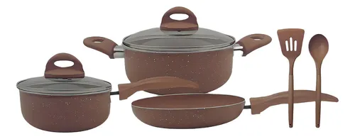 Batería De Cocina Be Home Milen 7 Piezas Color Terracota
