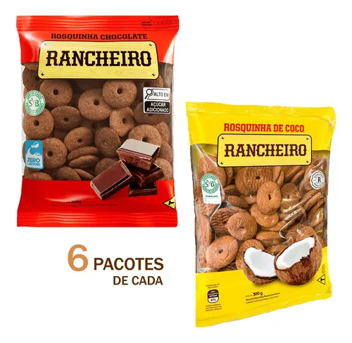 Kit 6 Rosquinha Chocolate & 6 Coco Zero Lactose Vegano Promo