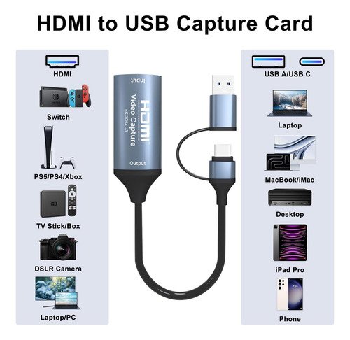Audio Capture Card Usb 3.0 Hdmi To Usb C, Capture