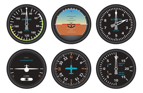 Timethink 6 Posavaso Para Instrumento Avion Vuelo Moderno 4 
