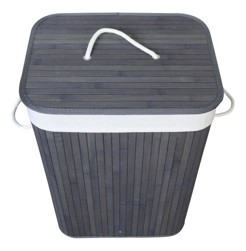 Imagen 3 de 6 de Cesto Bambú 72 Lt Canasto Organizador P/ Ropa Con Funda Tela