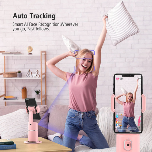 Auto Face Tracking Phone Holder Camrola Pink Rechargeable