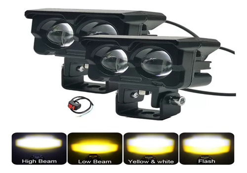 Par Faros Lupa Doble Color Exploradoras Para Auto Moto 120w