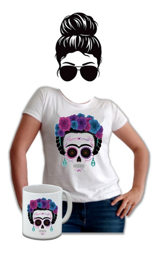 Camiseta Basica Mujer Estampada Catrina Mexicana Gratis Mug