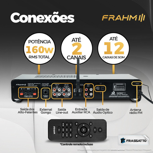 Som Ambiente Frahm Slim 2700 Bluetooth +12 Caixas Ps200 Plus