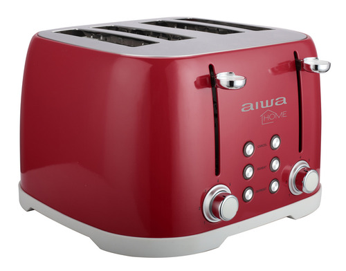 Tostadora Aiwa 4 Panes 1600w 7 Niveles Roja Color Rojo
