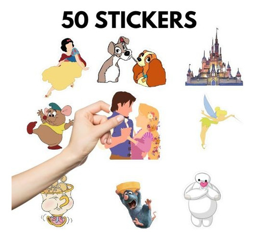 50 Stickers Diseños Animados De Disney