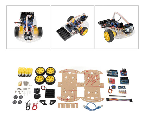 Chasis De Carro Kit Robot Compatible Para Arduino, 4wd