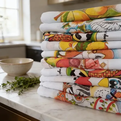 Kit com 10 panos de prato estampados, imagem principal do anúncio