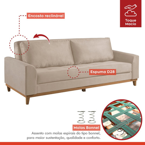 Sofá Cama Living 223cm M157 Martins Estofados