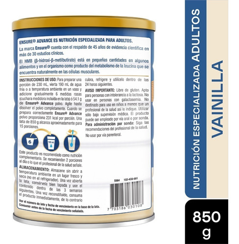Ensure Advance Vainilla X 850gr