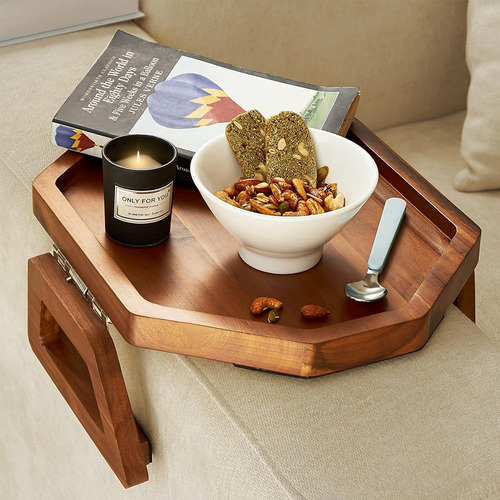 Tinamo Acacia Wood Sofa Arm Rest Tray -sofa Arm Tray Table C
