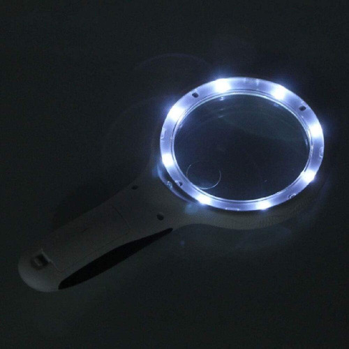 Lupa De Mão Estética 60mm Luz Wood Uv 8 Leds Profissional
