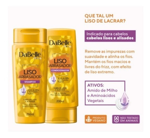 Kit Shampoo + Condicionador Dabelle Liso Arrasador 450ml