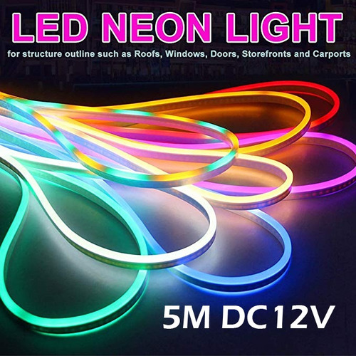 5m Llevó La Luz De Tira Flexible Dc 12v Led Neon Flex Tube