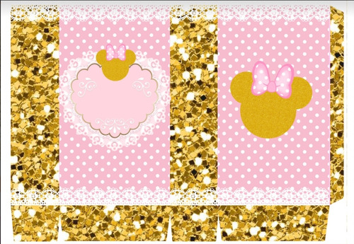 Kit Imprimible, 100% Editable Minnie Dorada - Candy Bar