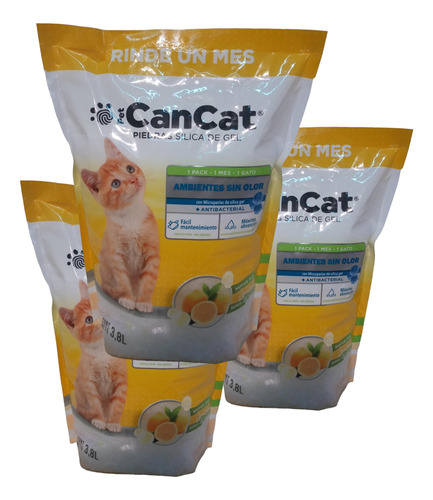 Piedra Sílica Sanitaria Para Gato Can Cat Limón 11,4 L