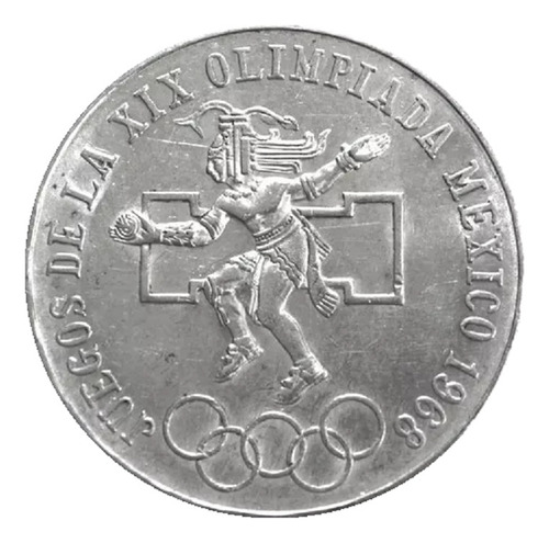 Moneda Plata $25 Olimpiada De 1968 Aro Bajo