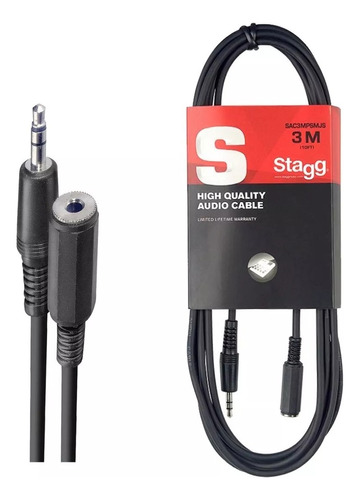 Cable Stagg Mini Plug Hembra A Macho Alargue Auriculares 3 M